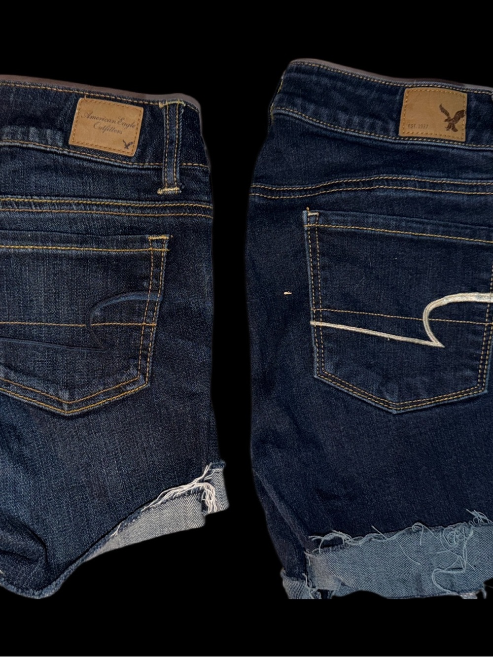 Bundle American Eagle Outfitters Dark Blue Frayed Hem Denim Shorts